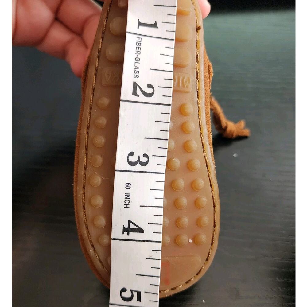 Minnetonka Youth Size 3 Brown Suede Fringe Zip Ankle Moccasin Boots - Picture 7 of 8